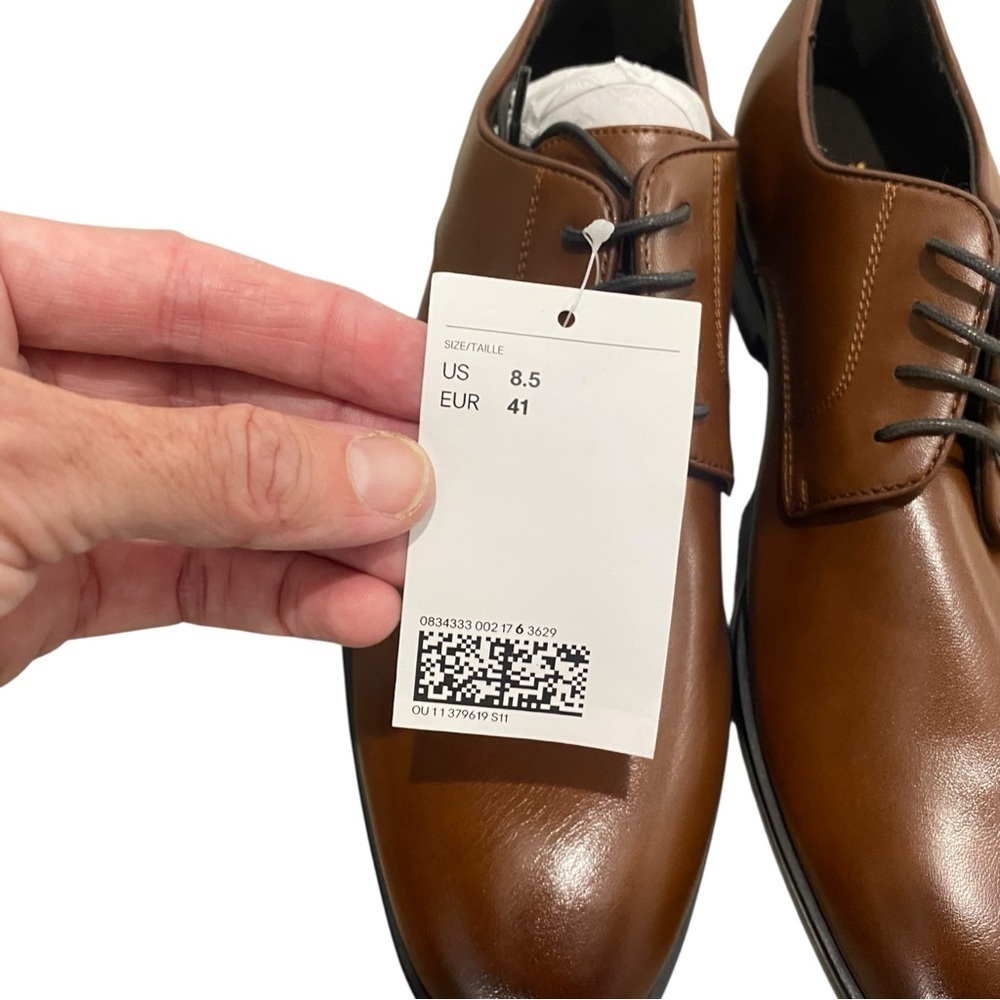 NWT H&M Men’s Brown Faux Leather Oxfords Classic Style Size 8.5 mens dress shoes - Picture 5 of 10